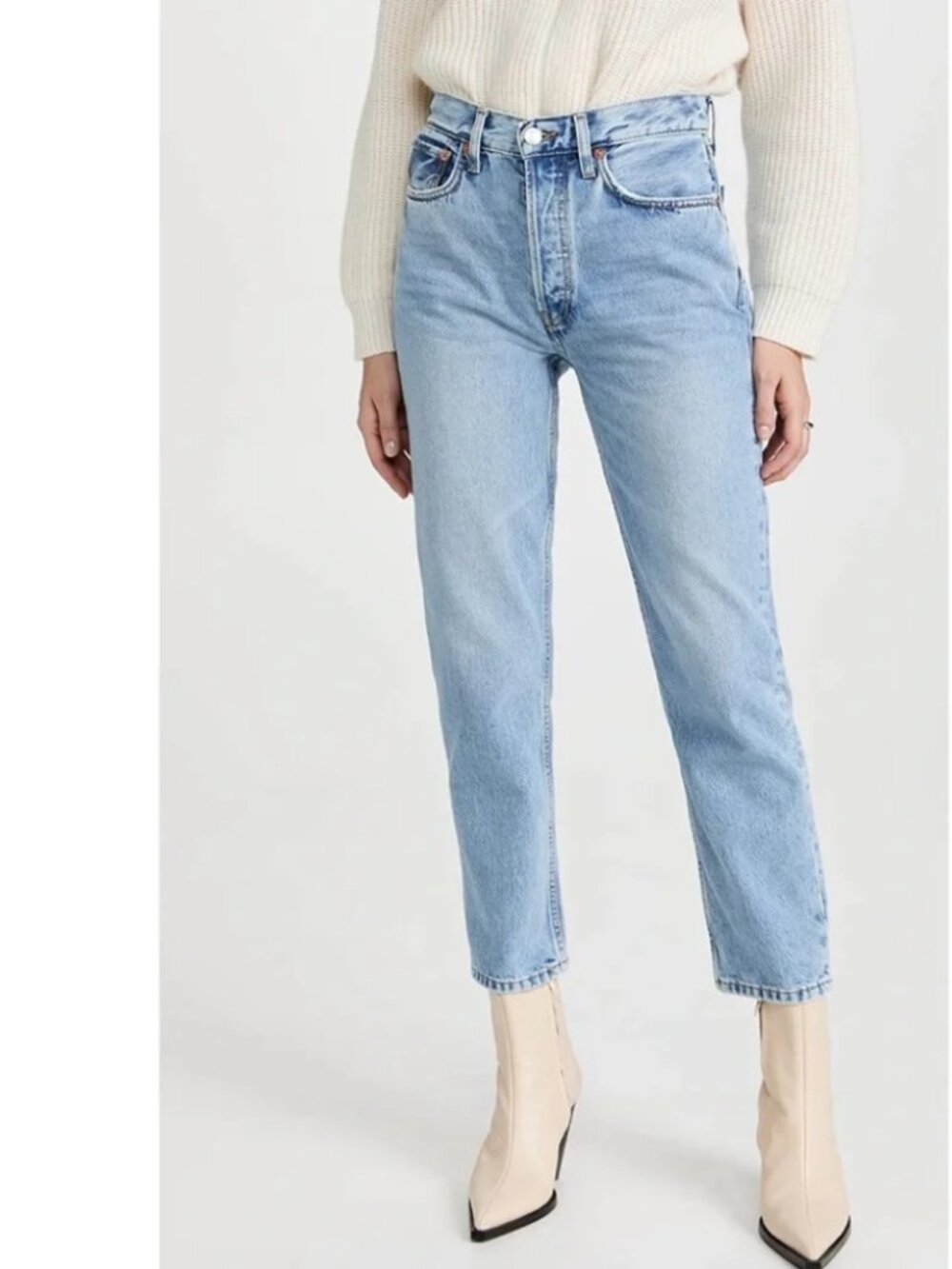 NWT Re/Done 70s Stove Pipe Jeans Medium Wash Blue Denim High Waist Size 26